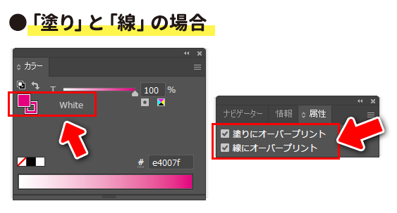 塗りと線のオーバープリント設定方法